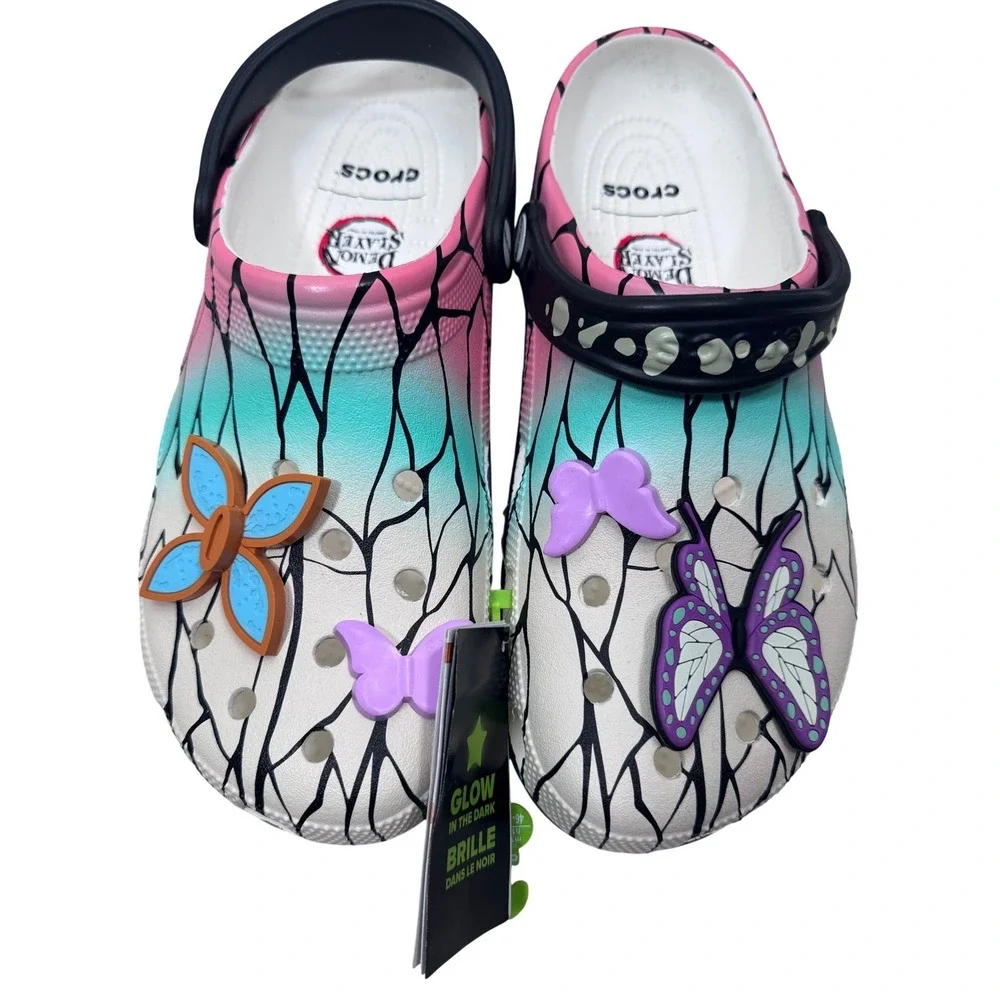 Crocs‎ Demon Slayer Shinobu Clogs men 12 Pink Teal Glow 211412-90H